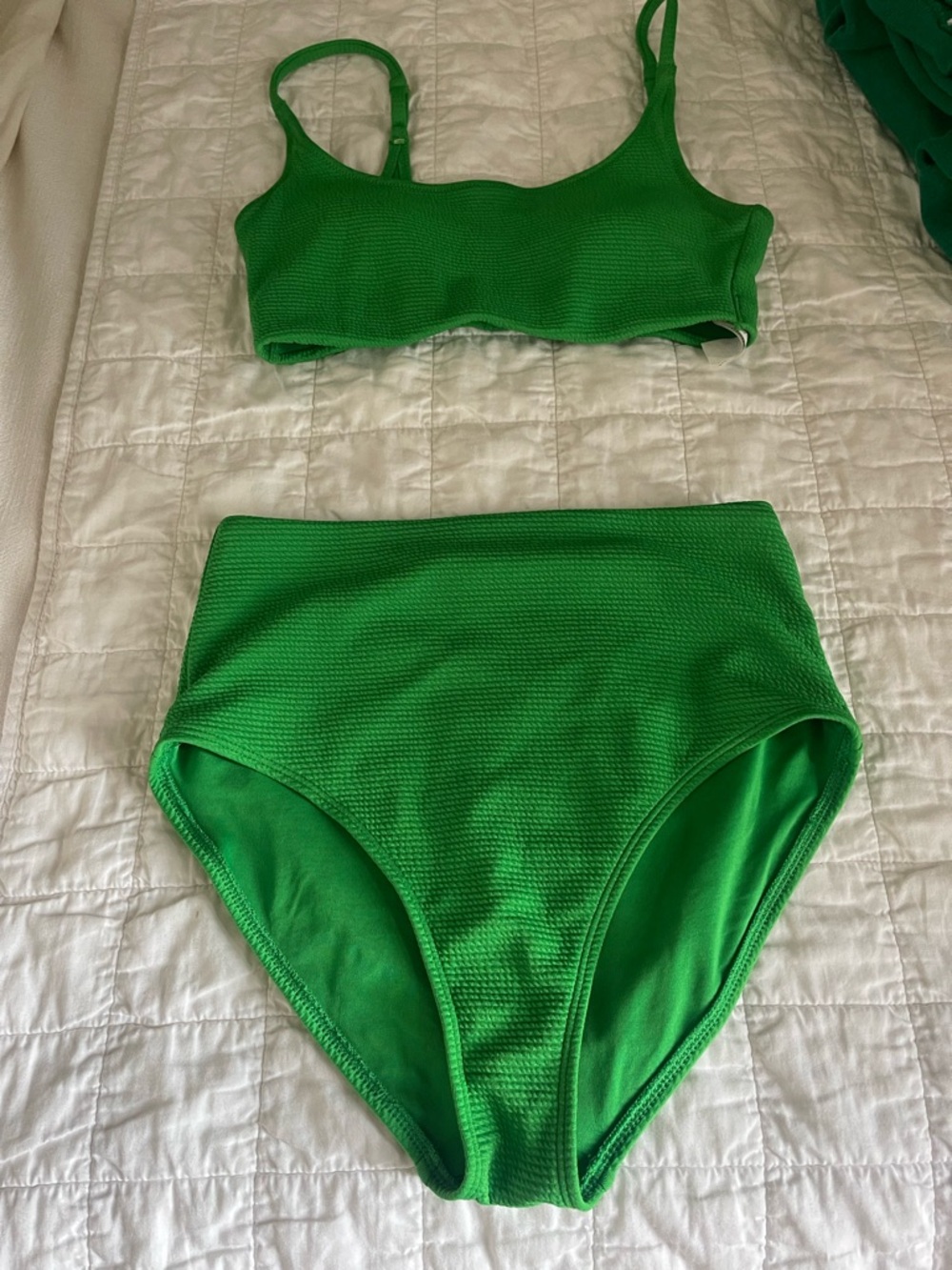 Old Navy Green Textured High-Waist Bikini Set